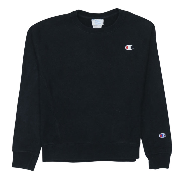 Champion Women Black Small Pullover Sweatshirt Logo Crew Neck