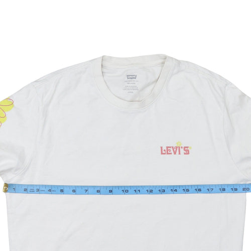 Levi's Men's White Relaxed Fit 60s Groovy Graphic Long Sleeve T-Shirt Size S