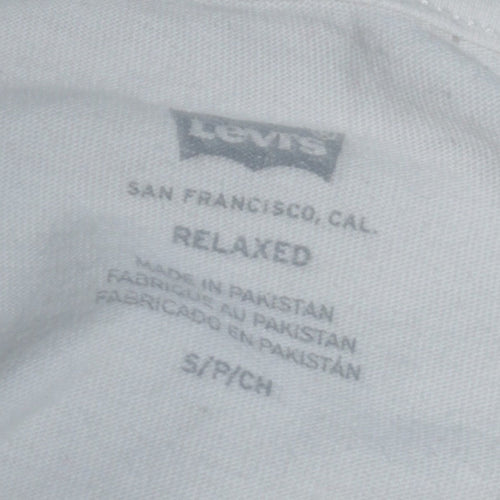 Levi's Men's White Relaxed Fit 60s Groovy Graphic Long Sleeve T-Shirt Size S