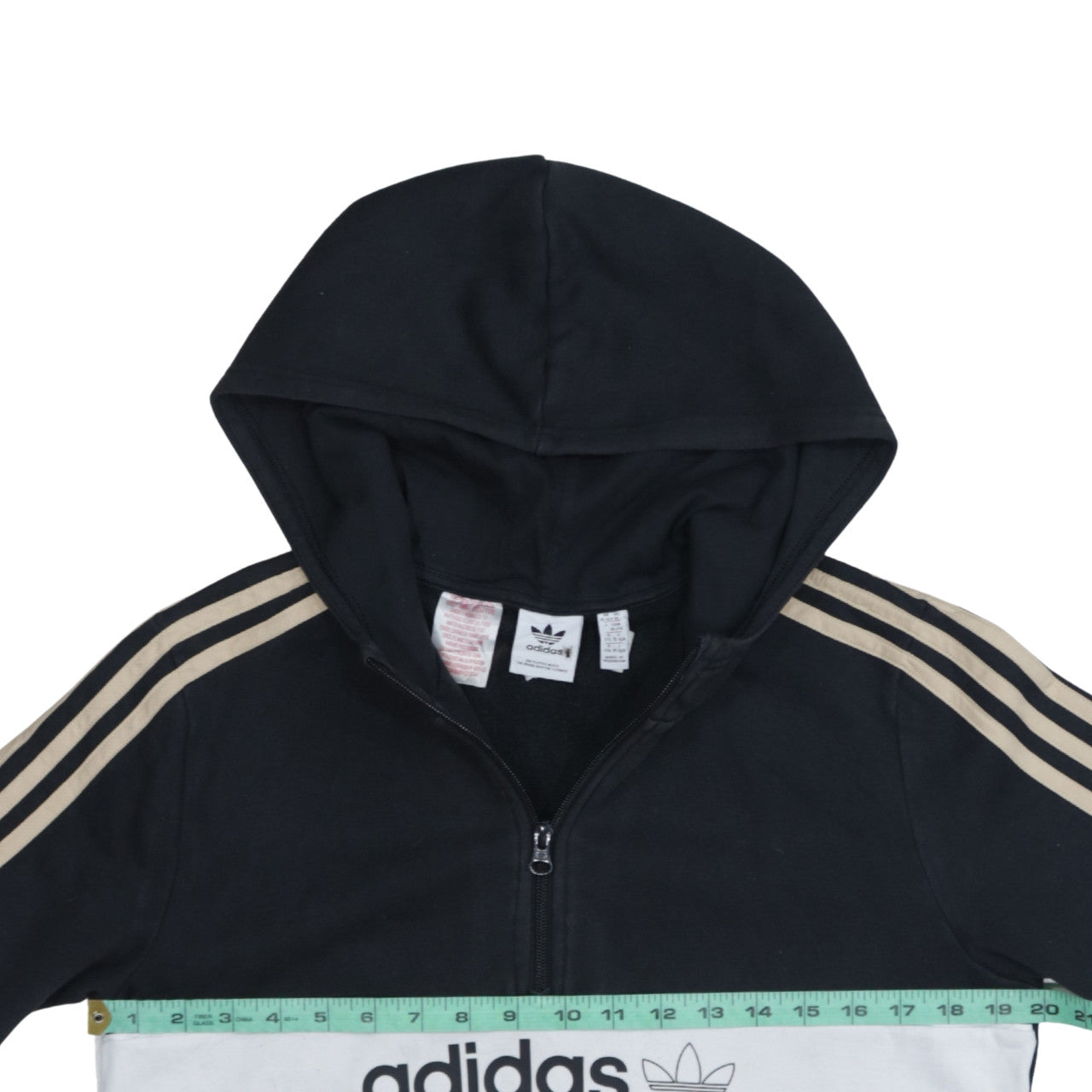 Adidas Boys Black Beige 1/2 Zip Hoodie XL 15-16 Years Colourblock Hooded Sweatshirt