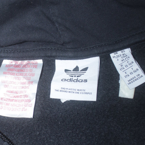 Adidas Boys Black Beige 1/2 Zip Hoodie XL 15-16 Years Colourblock Hooded Sweatshirt