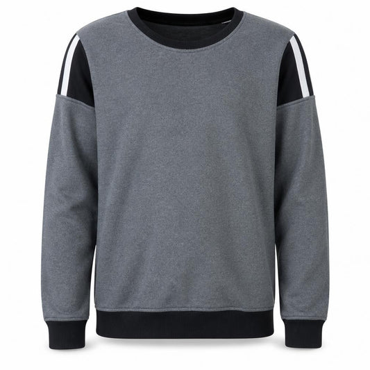 Front view of Adidas Men's Grey Crew Neck Pullover Sweatshirt, size M