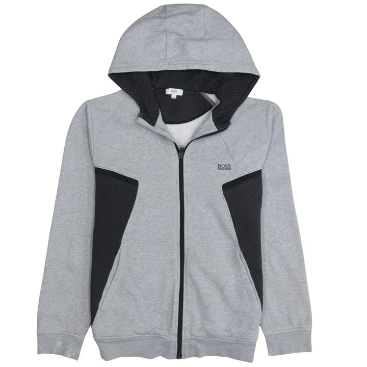 Hugo Boss Boys Grey Full Zip Hoodie Size 16 M Mesh Panel Lightweight