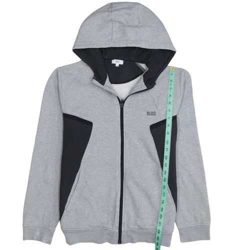 Hugo Boss Boys Grey Full Zip Hoodie Size 16 M Mesh Panel Lightweight