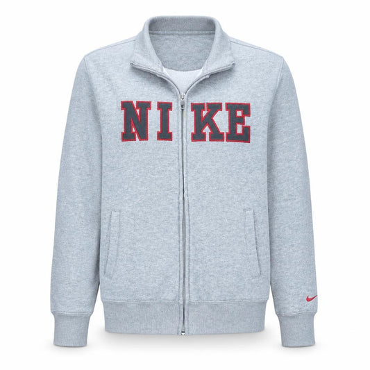 Front view of Nike Men's Grey Full Zip Sweatshirt, size M, Logo Athletic Jacket