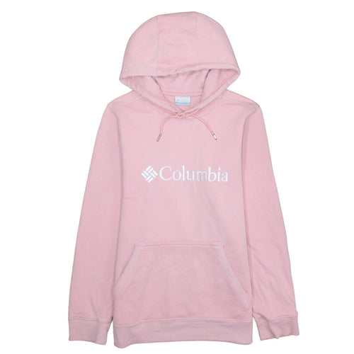 Columbia Women’s Pink Pullover Hoodie S Cotton Blend Logo Casual