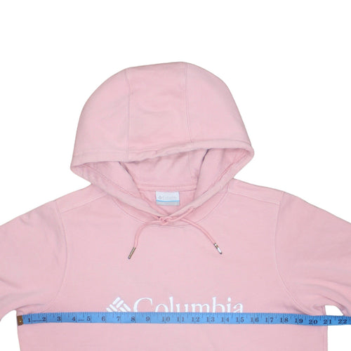 Columbia Women’s Pink Pullover Hoodie S Cotton Blend Logo Casual
