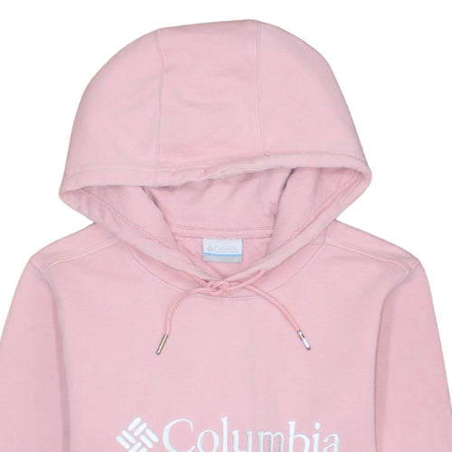 Columbia Women’s Pink Pullover Hoodie S Cotton Blend Logo Casual