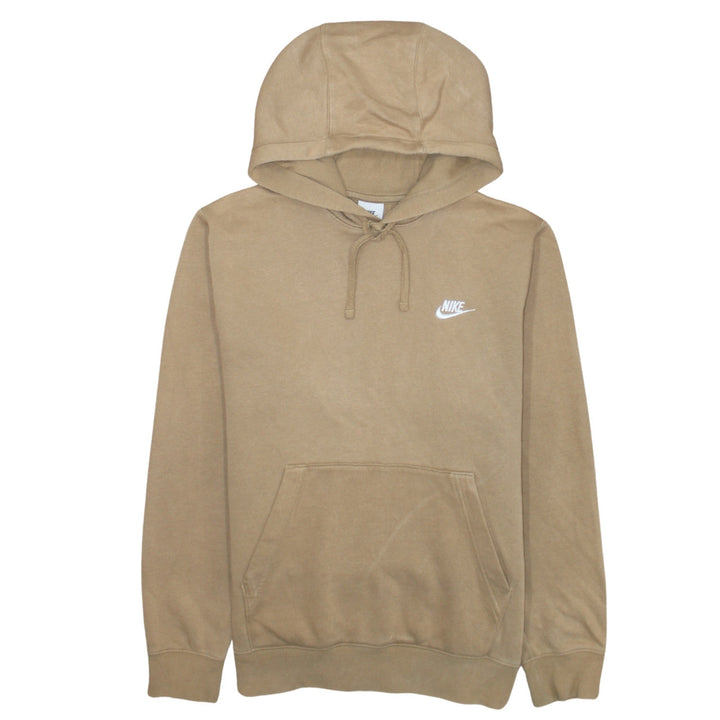 Nike Men's Beige Pullover Hoodie Small Logo Fleece Long Sleeve