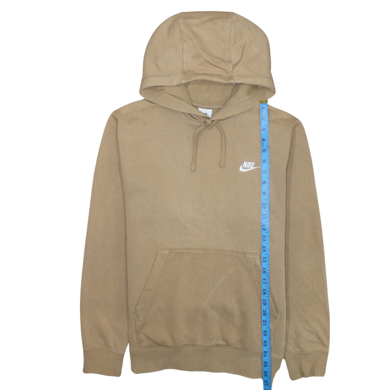 Nike Men's Beige Pullover Hoodie Small Logo Fleece Long Sleeve