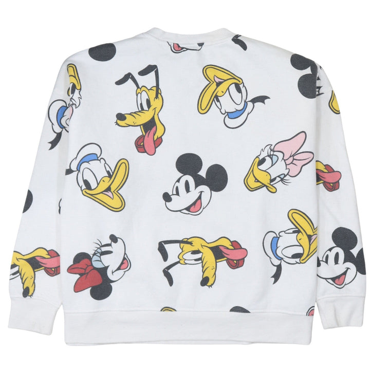 Disney Women White XL Sweatshirt Mickey Minnie Donald Pluto Pullover