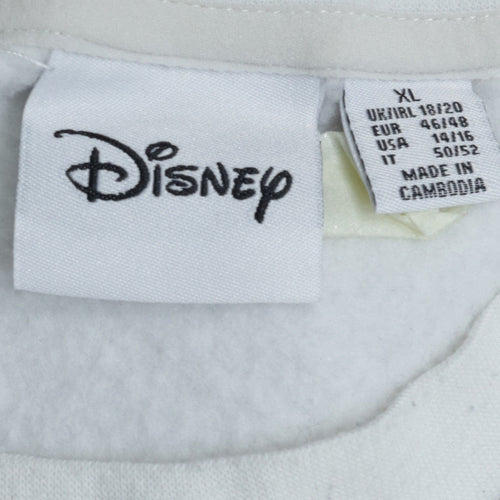 Disney Women White XL Sweatshirt Mickey Minnie Donald Pluto Pullover