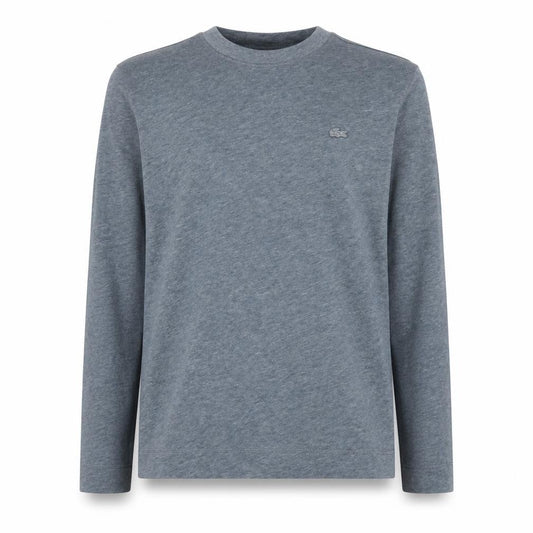 Front view of Lacoste Men's Grey Crew Neck Long Sleeve Pullover Sweatshirt S