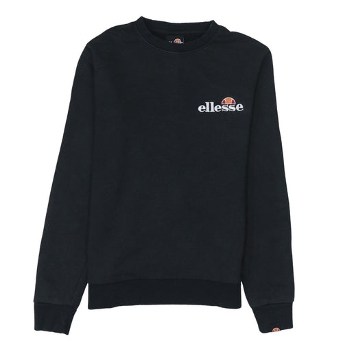 Ellesse Women's Black Cotton Blend Crew Neck Sweatshirt UK 8