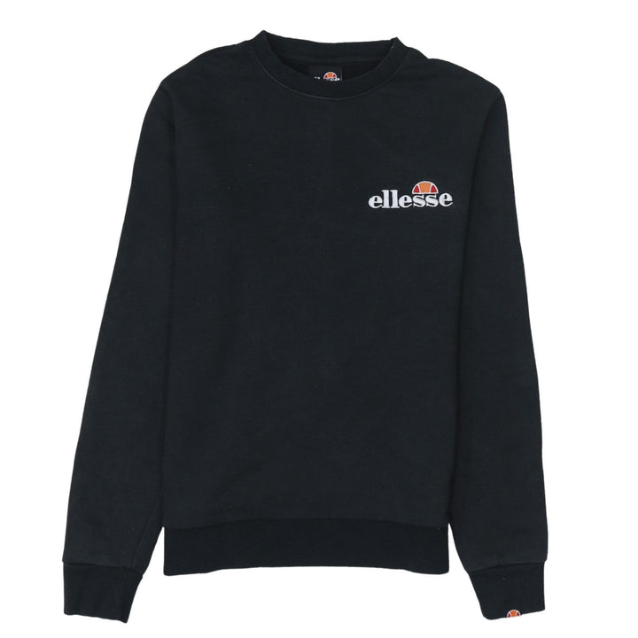 Ellesse Women's Black Cotton Blend Crew Neck Sweatshirt UK 8