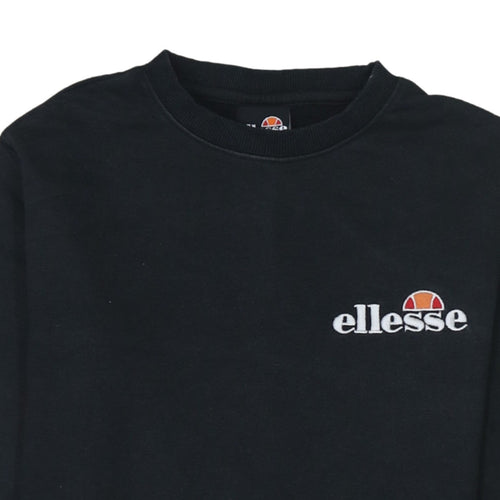 Ellesse Women's Black Cotton Blend Crew Neck Sweatshirt UK 8