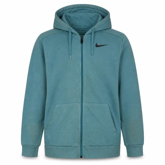 Front view of Nike Men Blue Full Zip Hoodie L Regular Fit Sportswear