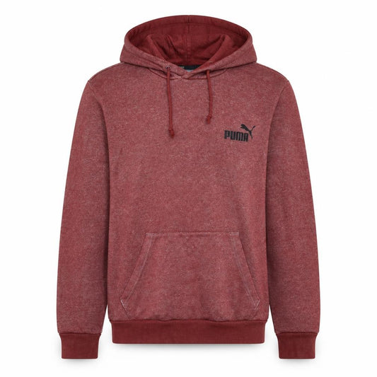 Front view of Puma Men’s Red Pullover Hoodie Small Logo Fleece Sweatshirt