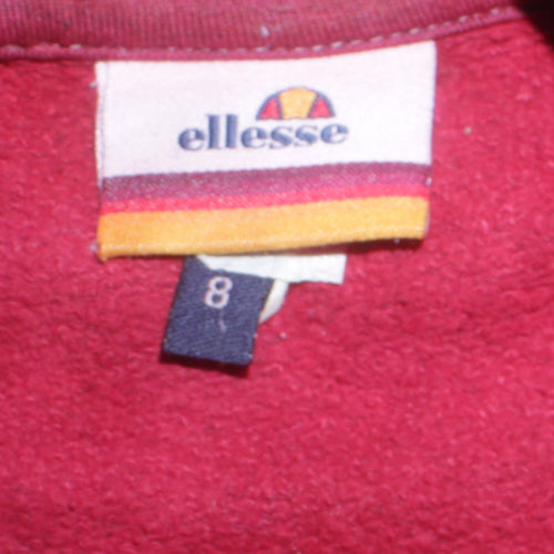 Ellesse Womens Red Hoodie Size 8 Pullover Logo Sweatshirt