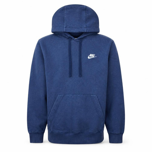 Front view of Nike Men's Blue Pullover Hoodie XS Logo Fleece Sportswear