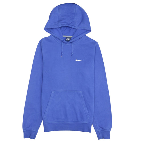Nike Men's Blue Small Pullover Hoodie with White Logo