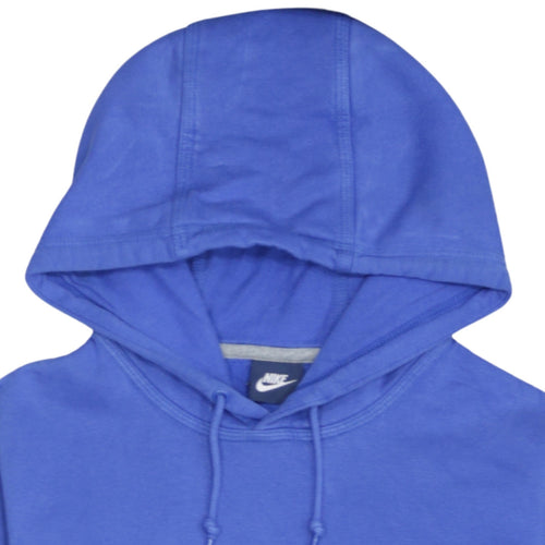 Nike Men's Blue Small Pullover Hoodie with White Logo
