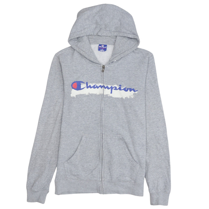 Champion Men's Grey Full Zip Hoodie Small Logo Sportswear
