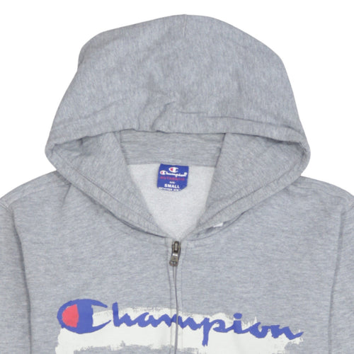 Champion Men's Grey Full Zip Hoodie Small Logo Sportswear