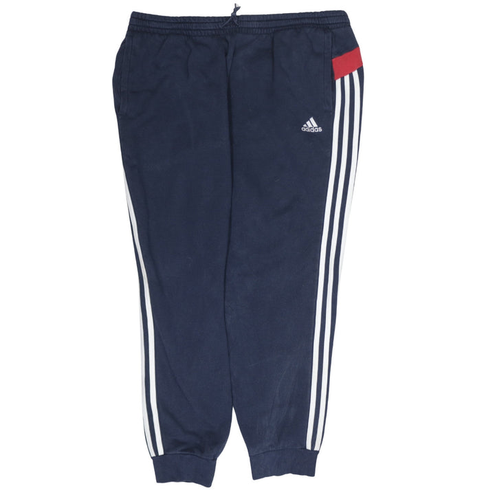 adidas Men Blue XL Jogger Trousers Elastic Waist Fleece Side Stripe