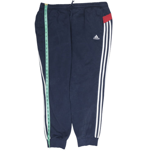 adidas Men Blue XL Jogger Trousers Elastic Waist Fleece Side Stripe