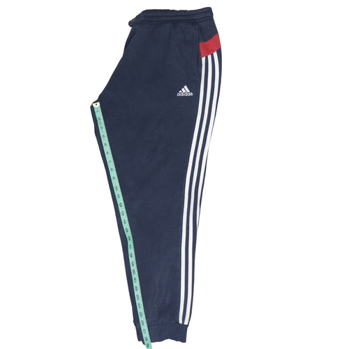 adidas Men Blue XL Jogger Trousers Elastic Waist Fleece Side Stripe
