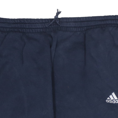 adidas Men Blue XL Jogger Trousers Elastic Waist Fleece Side Stripe