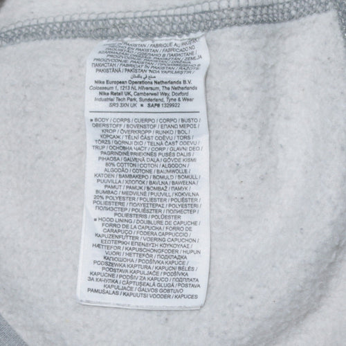 Nike Men's Grey Pullover Hoodie S Regular Fit Fleece Sweatshirt