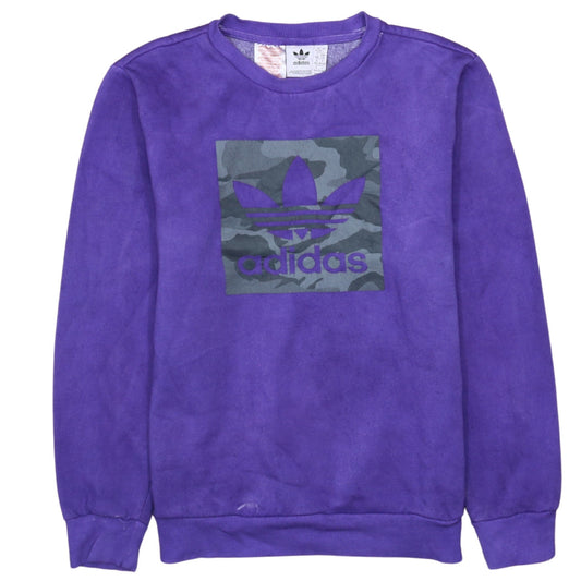 Adidas Boys Purple Camouflage Logo Sweatshirt Size 13-14 Years