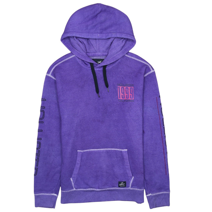 Hollister Men’s Purple Pullover Hoodie L 1999 Logo Fleece Sweatshirt