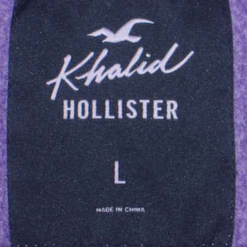 Hollister Men’s Purple Pullover Hoodie L 1999 Logo Fleece Sweatshirt