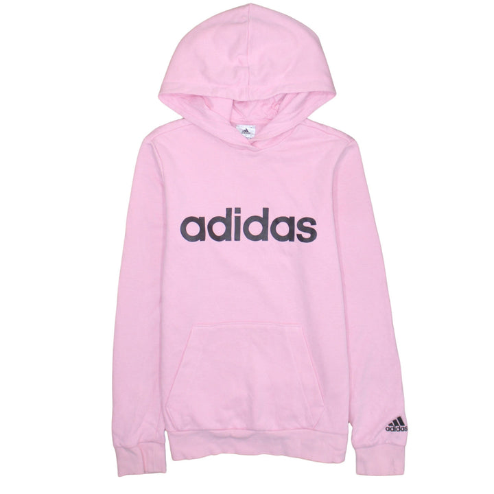 Adidas Women's Pink Pullover Hoodie Size S 8-10 Logo Cotton Blend