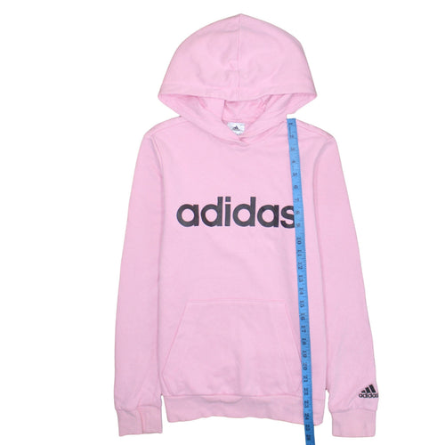 Adidas Women's Pink Pullover Hoodie Size S 8-10 Logo Cotton Blend