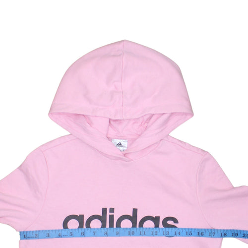 Adidas Women's Pink Pullover Hoodie Size S 8-10 Logo Cotton Blend