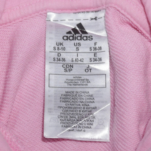 Adidas Women's Pink Pullover Hoodie Size S 8-10 Logo Cotton Blend