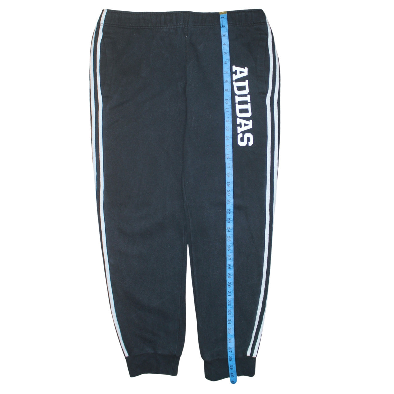 Adidas Men's Black Jogger Fleece Sweatpants L Side Stripe Regular Fit