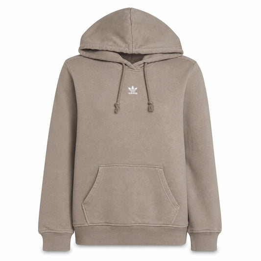 Front view of Adidas women’s beige pullover hoodie, size UK 8, cotton blend casual