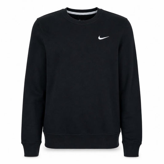 Front view of Nike Men's Black Small Crew Neck Pullover Sweatshirt