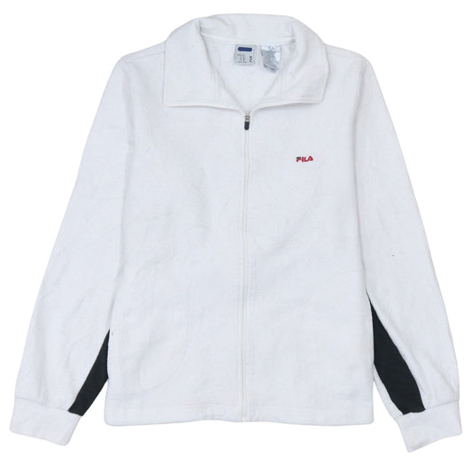 Fila Womens White Fleece Full Zip Jacket Size 12 Regular Fit