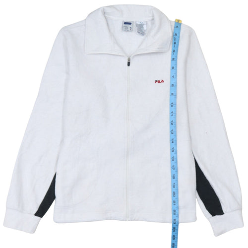 Fila Womens White Fleece Full Zip Jacket Size 12 Regular Fit