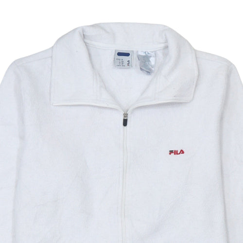 Fila Womens White Fleece Full Zip Jacket Size 12 Regular Fit