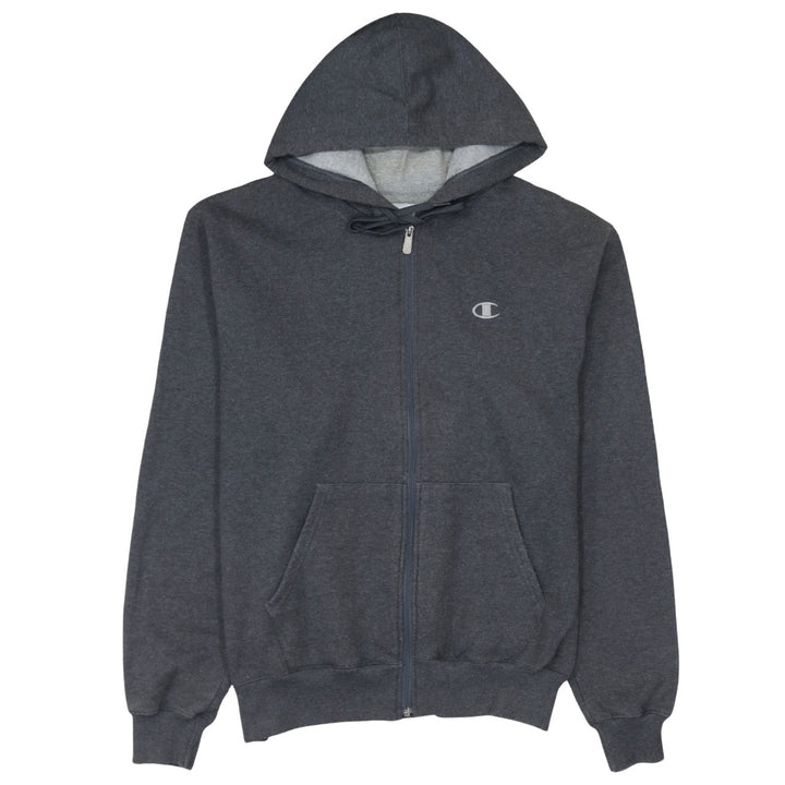 Champion Men’s Grey Full Zip Hoodie M Regular Fit Logo Fleece