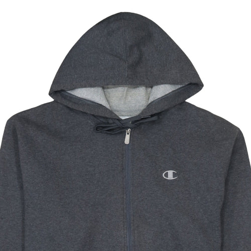 Champion Men’s Grey Full Zip Hoodie M Regular Fit Logo Fleece