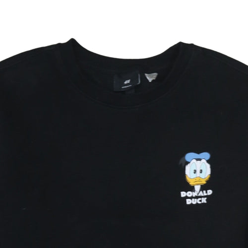 H&M Men’s Black Donald Duck Graphic Sweatshirt Regular Fit M