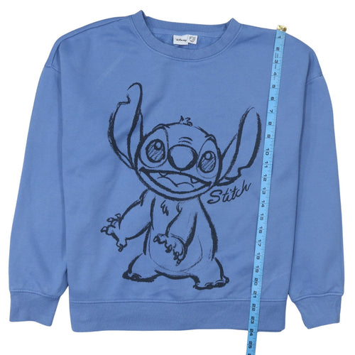Disney Women Blue Stitch Sweatshirt L 14/16 Pullover Cotton Blend